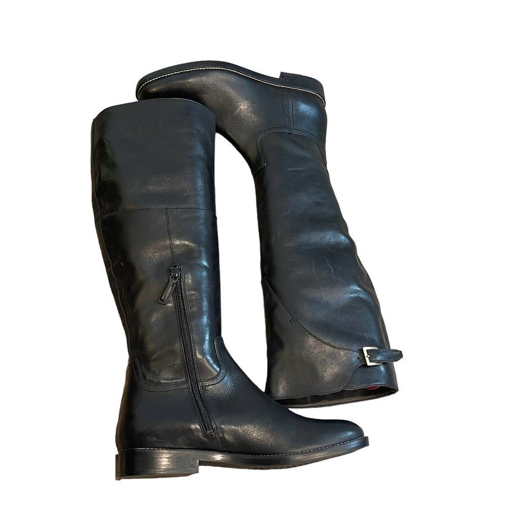 New Cole Haan Leather Round Toe Black Knee High Riding Boots Women’s 7.5B - Picture 9 of 12